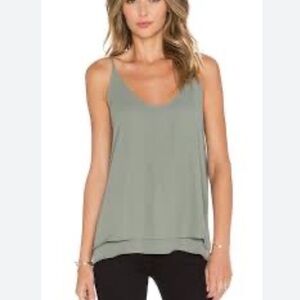 Krisa Revolve blouse double shirt top XS NEW moss green polyester